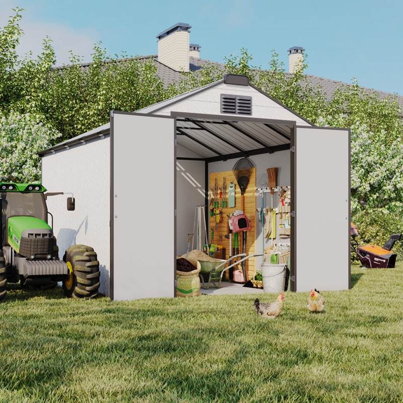8 FT.W x 10 FT.D Outdoor Resin Storage Shed with Floor, Large Tool Sheds