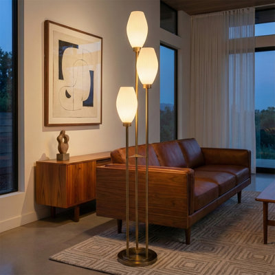 Willows Accent Floor Lamp,  Opal Glass, Foot Dimmer