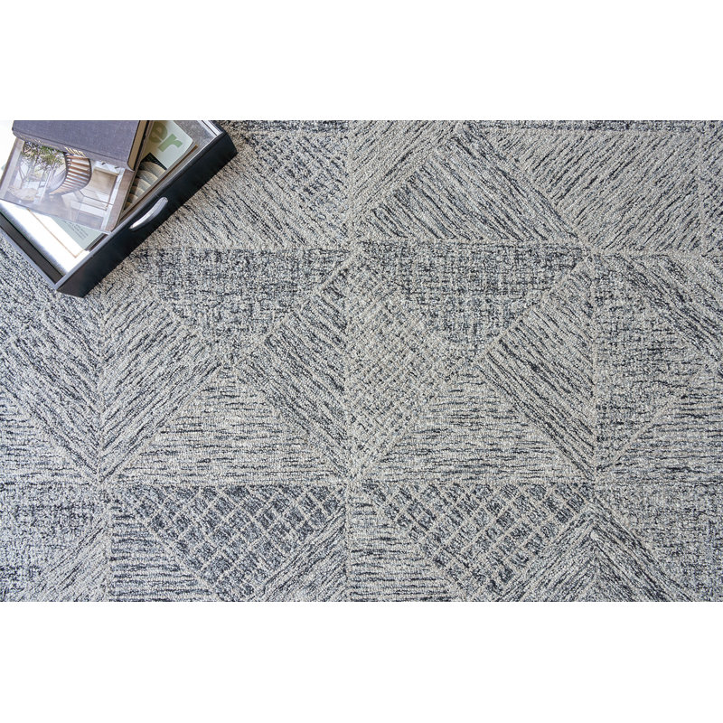 Caprice Geometric Handmade Tufted Area Rug, Rectangle 10' x 14', Gray