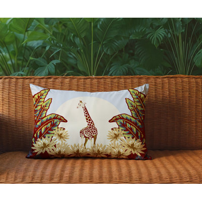 Oreiller rectangulaire réversible intérieur / extérieur Tobin Giraffe