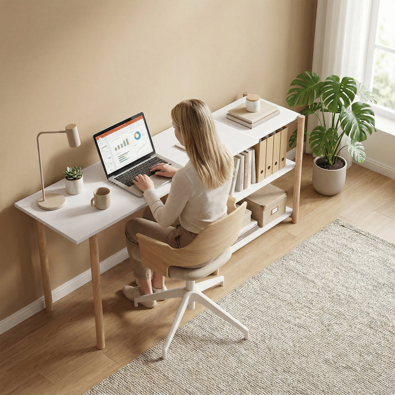 Foldable L-Shaped Writing Desk