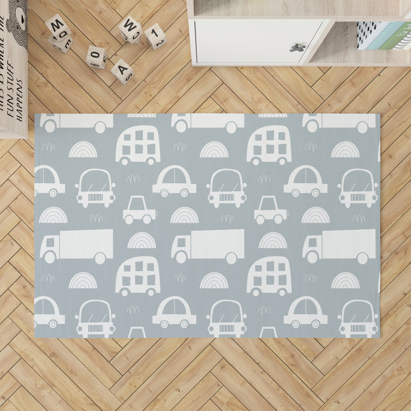 Traffic Kids Play Mat, Slate Blue, Rectangle 2' x 3'