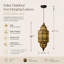 Grand luminaire suspendu de 23 pouces de hauteur, lumière carrée ajourée de style baroque pour patio, cour, porche, cour, décor de jardin