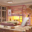 Lit superposé cabane avec glissade, échelle, guirlande lumineuse DEL, rideau et armoire de rangement, rose-1057113641-1057113647