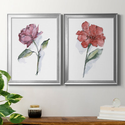 Watercolor Floral Contour III, reproduction encadrée de qualité supérieure - prête à être accrochée