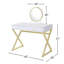 Bureau de coiffeuse rectangulaire blanc et doré avec miroir et plateau de rangement pour bijoux | Idée de cadeau