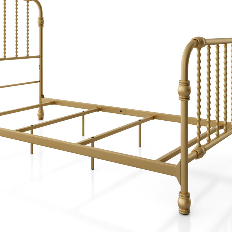 Wren Metal Spindle Panel Bed, Twin, Gold