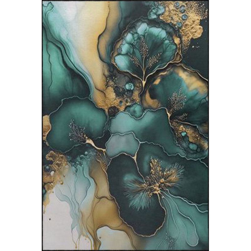 Tapis vert lavable à base tissée Green Mossy, Tapis de couloir 2 pi 6 po x 6 pi 7 po inclus