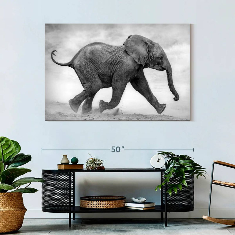 Brampt Baby Elephant Running, 32" H x 48" W