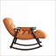 Chaise berçante, dossier pliable réglable à haut dossier et amp; Repose-pieds avec structure en fer massif | Orange | Velours-1199140318