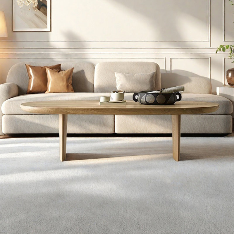 Cream wind log solid wood end table, 13.77" H x 47.24" L x 23.62" W