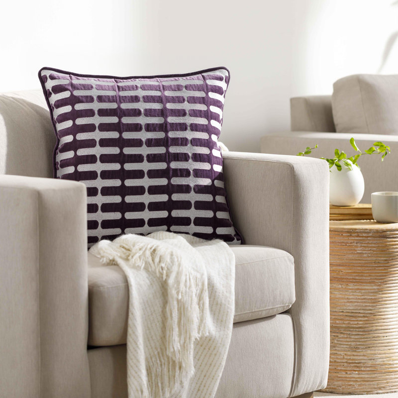 Cotton Throw Square Pillow Cover, Pillow Cover Only - No Insert, Purple, 22" x 22"