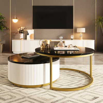 Table basse gigogne moderne avec tiroir 27,6 po Modern
