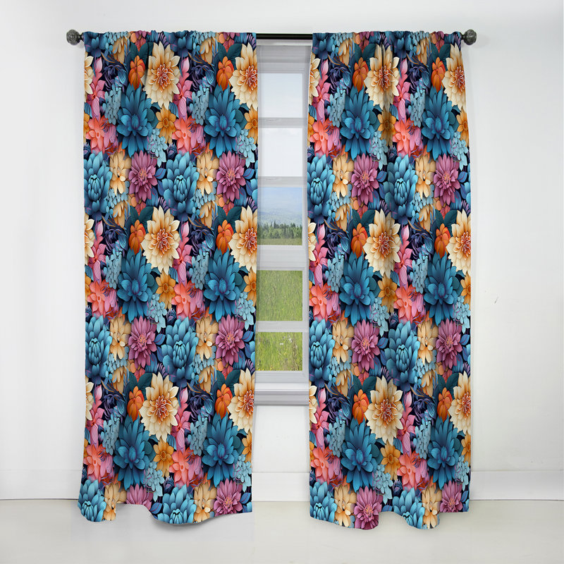 Motif botanique marocain I - Rideau floral - Rideau occultant floral - 1 panneau, L 52 po x L 95 po