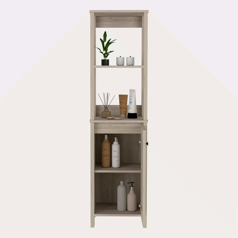 4-Shelf Linen Cabinet, Grey
