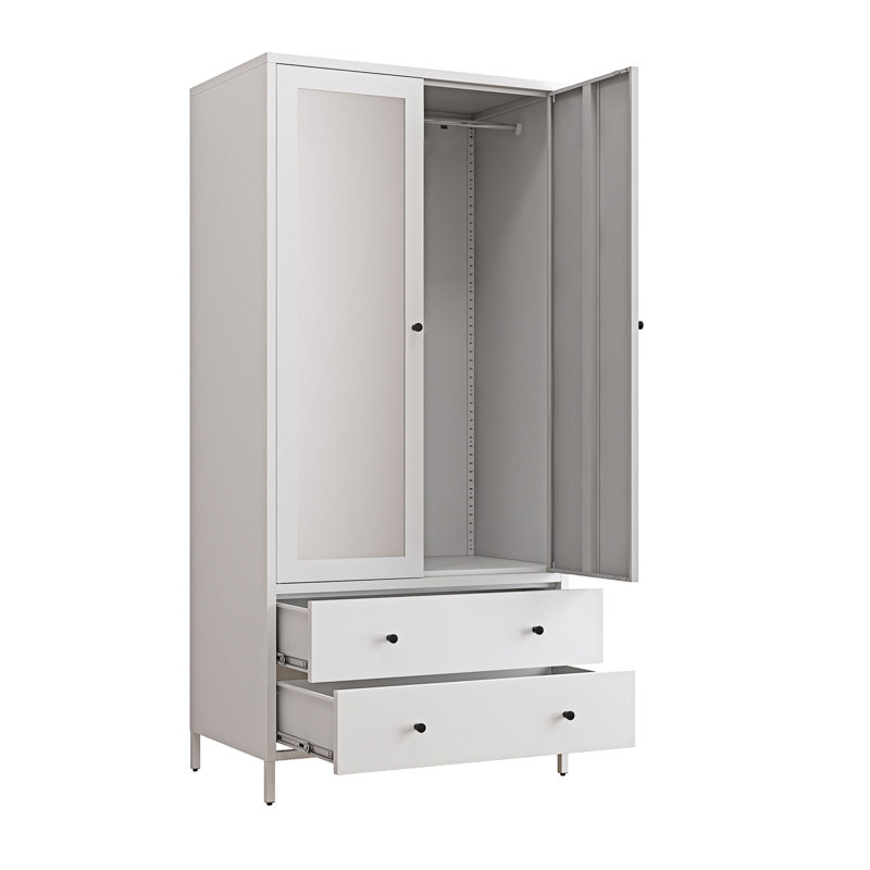 Armoire de rangement en métal pour vêtements, Blanc