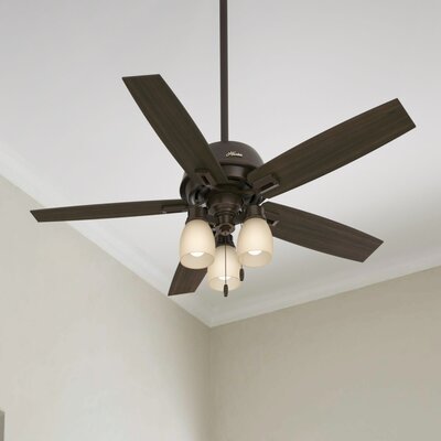 52"" Donegan 5 - Blade Standard Ceiling Fan with Pull Chain and Light Kit Included -  Hunter Fan, 53336