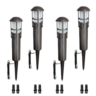 Oil Rubbed Bronze Low Voltage Integrated LED Aluminum Pathway Light with Kit Pack 4 Pack
