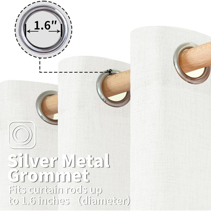 Curtains For Small Window Length 2 Panels, Short Thick Burlap Textured Privacy Light Filtering Grommet Farmhouse Curtains Drapes For Basement