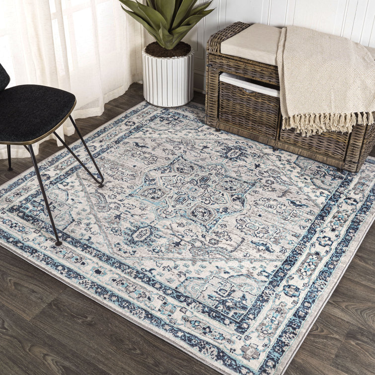 Lazaro Modern Persian Vintage Medallion Light Gray/Blue Rug
