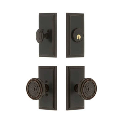 Grandeur Carre Short Plate Entry Set with Soleil Knob