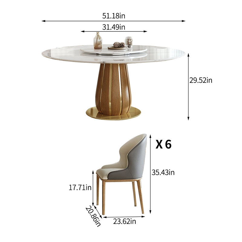Ensemble de table de salle à manger simple en marbre artificiel, H 29,52 po x L 51,18 po x l 51,18 po