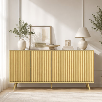 Buffet buffet avec rangement, buffet long avec 4 portes, console en bois avec tablettes réglables pour le salon, la cuisine, la salle à manger et la salle à manger