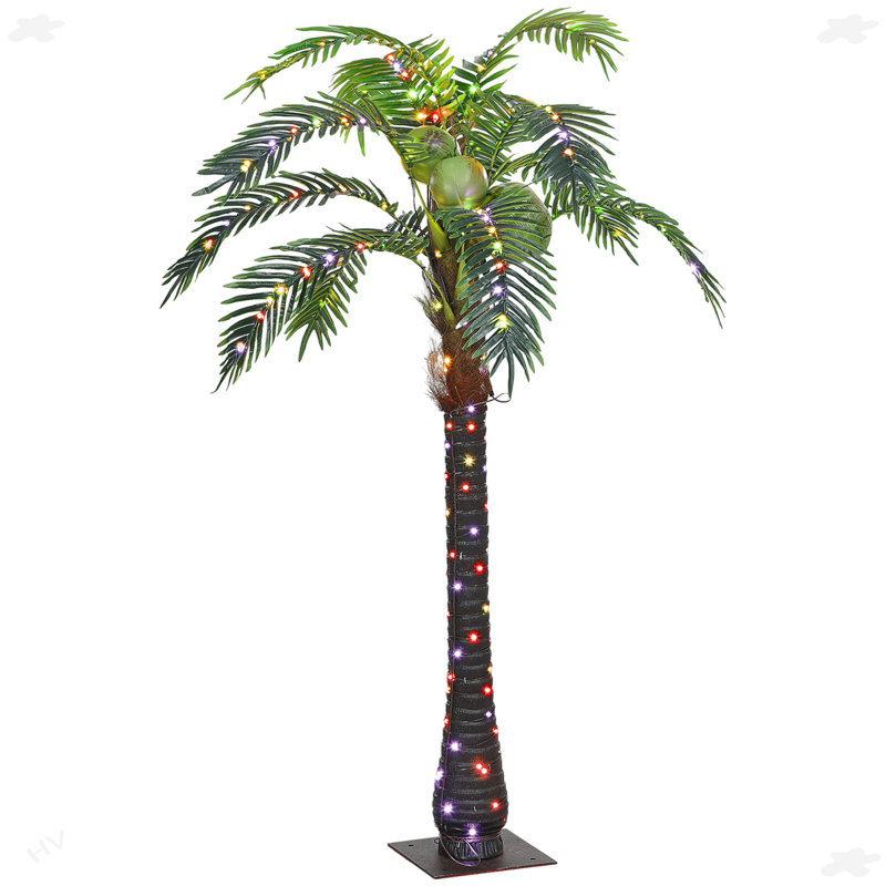Artificial Lighted Palm Tree With 3 Coconuts, 200 LED Light
