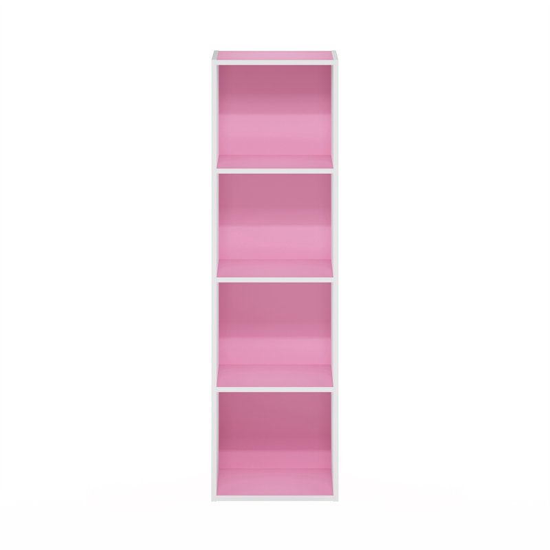 Cannice Bookcase, (4 Shelves) 41.7" H x 12" W x 9.3" D, Pink/White