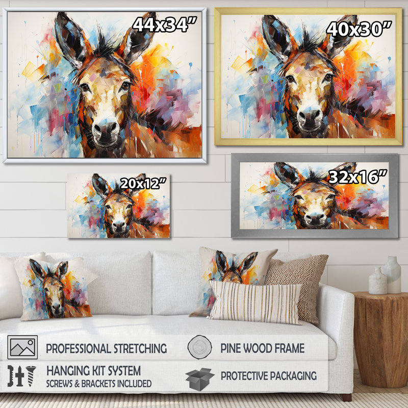 «Abstract Donkey Reverie», art mural sur toile, H 30 po x l 40 po x P 1,5 po, Cadre d'angle fermé noir