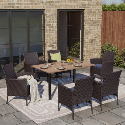 6 - Person Patio Dining Set with Rectangular Table , Cushions Included