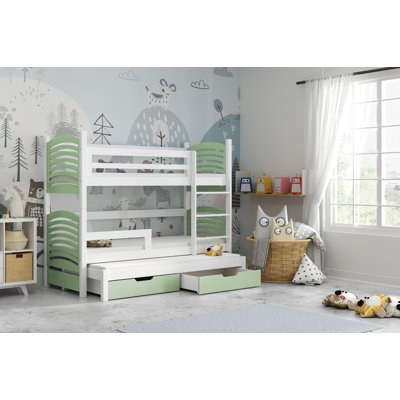 Kal-el European Toddler (80 x 180cm) Storage Bunk Bed with Mattress and with Trundle Bed