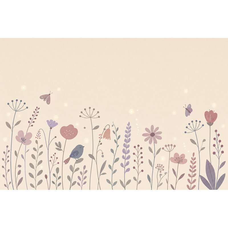Décoration murale fleurs sauvages pastel amovible, 100 po x 96 po, Peler et coller