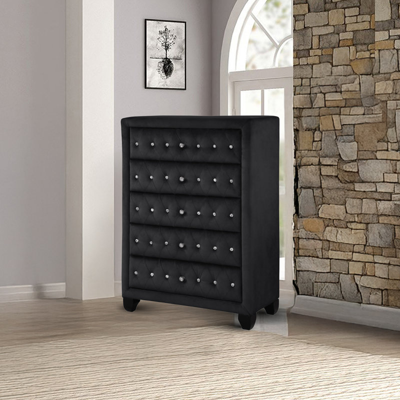 Rausch 5 Drawer 36'' W Chest, Black