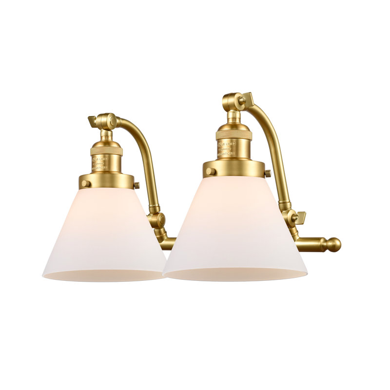 Bonomo 2 - Light Dimmable Vanity Light, Matte White Cased, 3 W LED Vintage Dimmable Bulb, Satin Gold