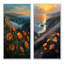 «Orange Flowers By The Coast», 2 pièces sur toile-1011184994-1011185005