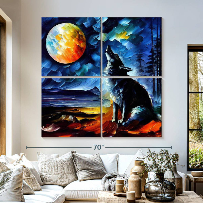 Brampt Moonlit Wolf I, 57" H x 57" W