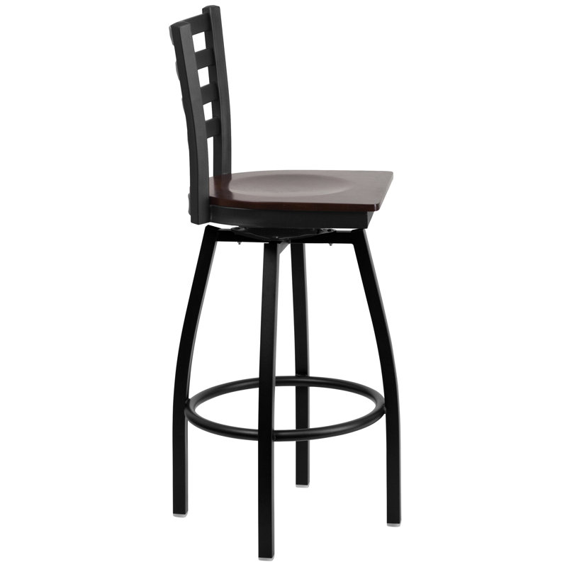 Lomonaco Swivel Counter Stool with Metal Frame, Walnut