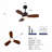 Wood Ceiling Fan With Lights Remote Control,Quiet Dc Motor 3 Blade Ceiling Fans For Patio Living Room, Bedroom, Office,Indoor Outdoor(Black+Dark Walnut)-2060563001