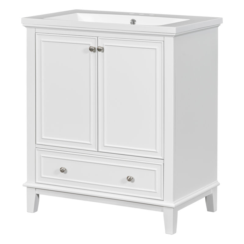 Meuble-lavabo moderne multifonctionnel avec lavabo et tiroir, Blanc