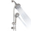 Ensemble de douche à double pommeau haute pression, pommeau de douche effet pluie avec douchette à main, barre de douche coulissante de 66 cm sans perçage, flexible de 1,5 m et inverseur à 3 voies, fini nickel brossé, robinetterie non incluse-134490934