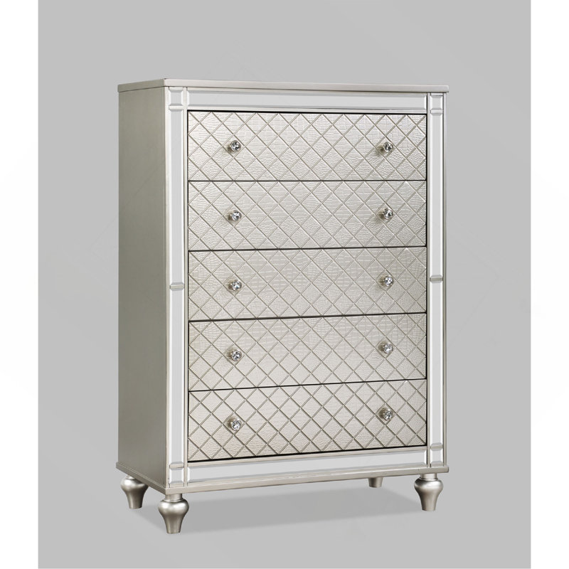 Commode de chambre à coucher 1 tiroir 5 pièces Glam