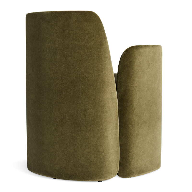 Parentheses Upholstered Arm Chair, Polyester Blend Moss