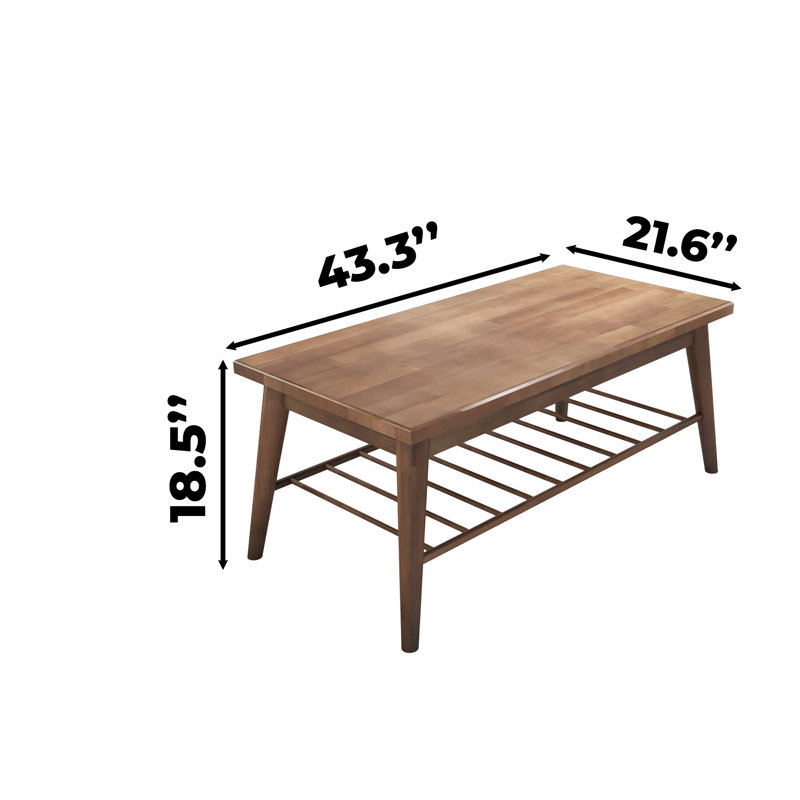 Pine Wood 2 Tiers Rectangle Coffee Table