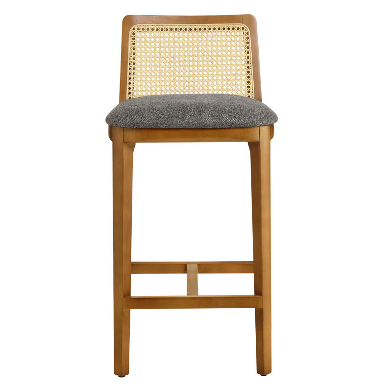 Monarch Wood And Rattan Counter Stool, Gray/Brown