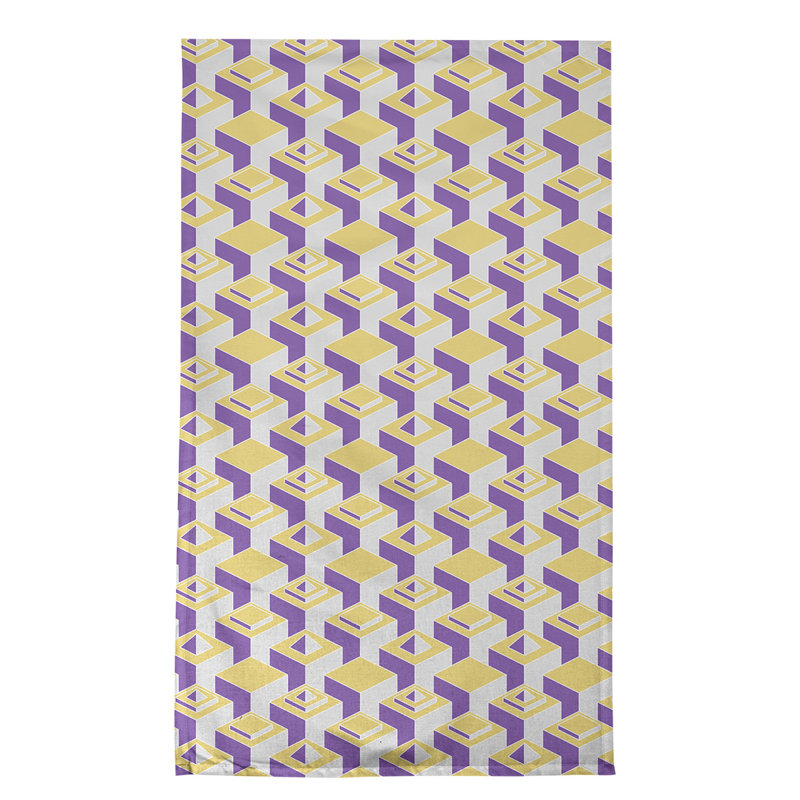 Patricia Geoffrey Tea Towel Kitchen Towel, Yellow/Purple, Poly Twill