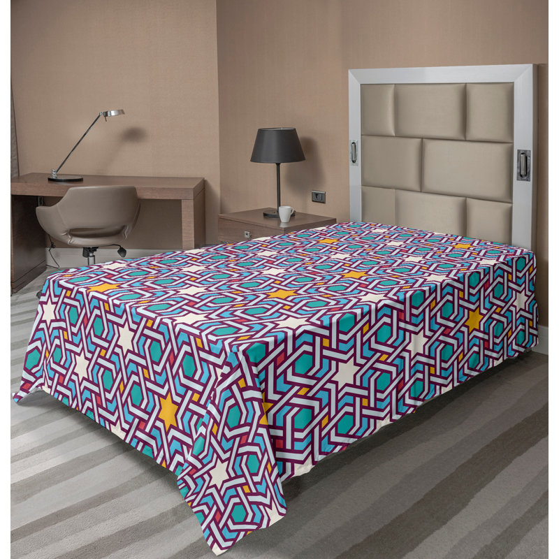 Drap plat Ambesonne Orient, Multicolore / géométrique 3, Drap plat pour lit simple TG