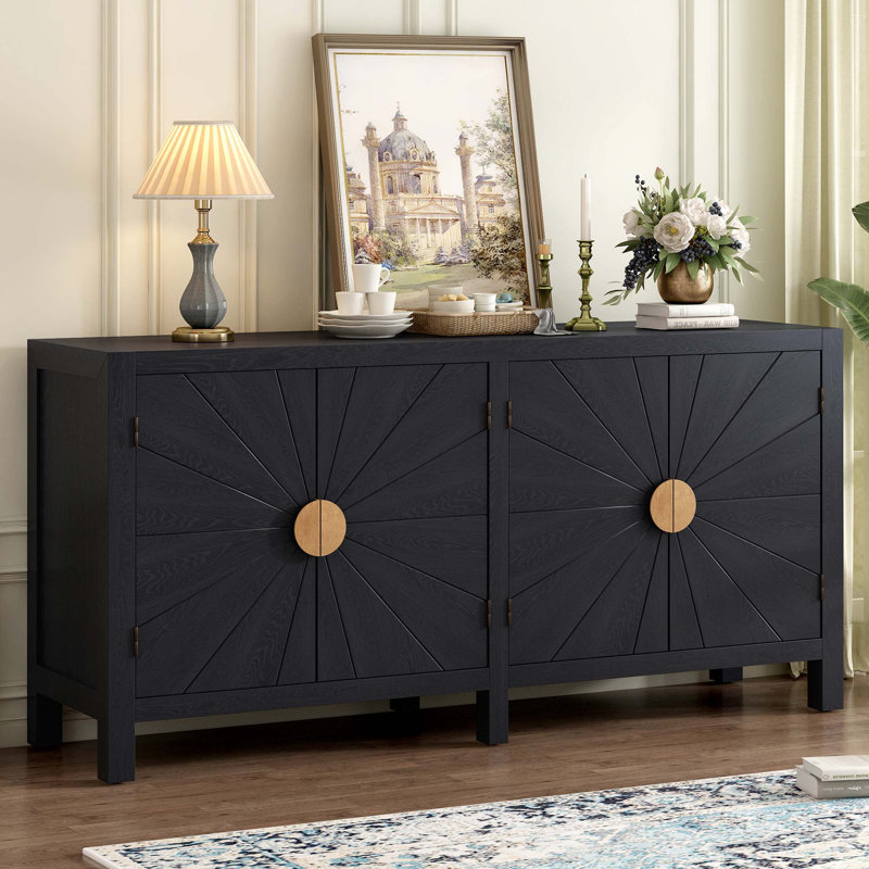 Armoire avec portes d'armoire rayonnantes, Noir