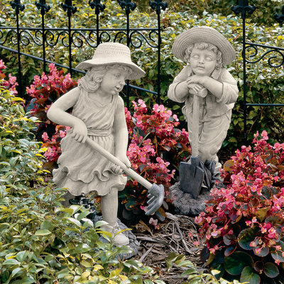 Young Gardeners Weather Resistant UV Resistant Polyresin Garden Statue