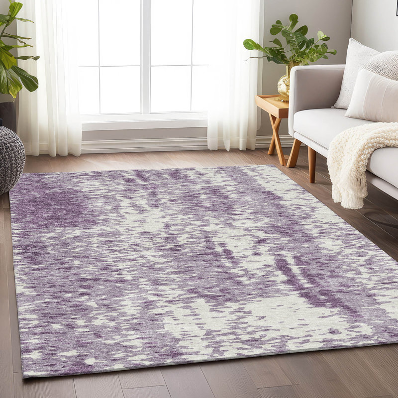Tapis lavande Prisco lavable à la machine de qualité supérieure, Rectangle 10 pi x 14 pi